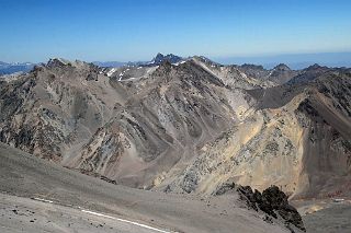10 Cerro de los Dedos And Cerro Matienzo On Left With Plaza Canada Camp 1 Lower Right Of Centre From The Aconcagua Descent To Plaza de Mulas